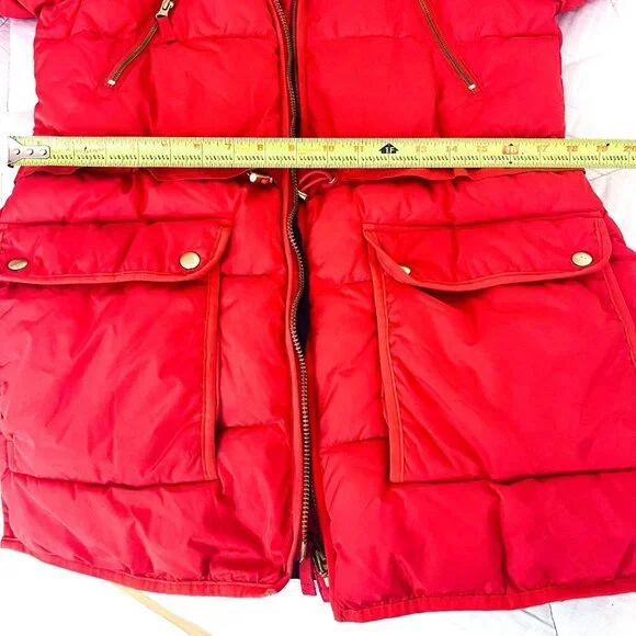 j.crew chateau puffer jacket with primaloft in brilliant sunset, size Small